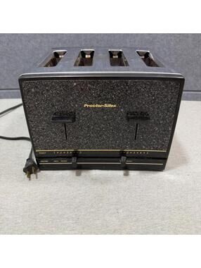 Proctor Silex Toaster Rare Black Granite Color 4 Slice Stainless Steel Vtg Works